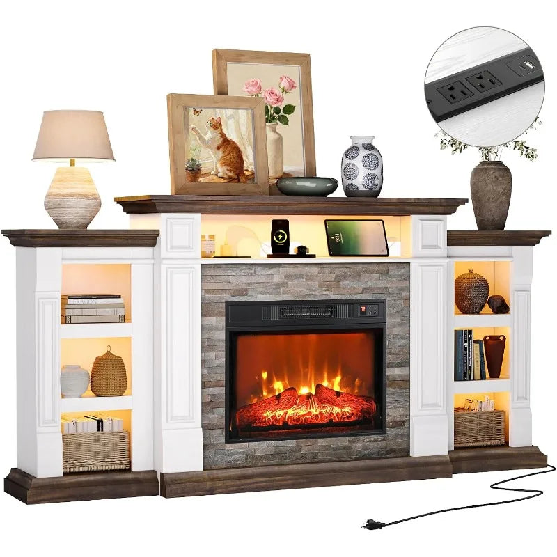 Electric Fireplace with Mantel
