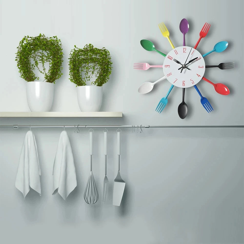 Kitchen Wall Clock Spoon Fork