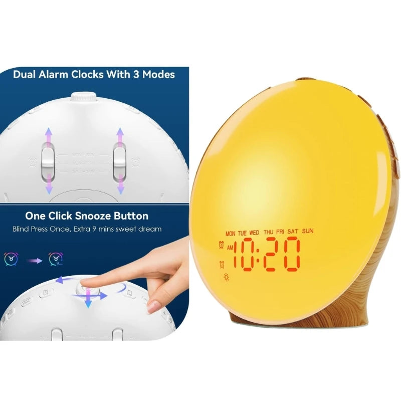 Wake Up Light with Wood Grain Alarm Clock