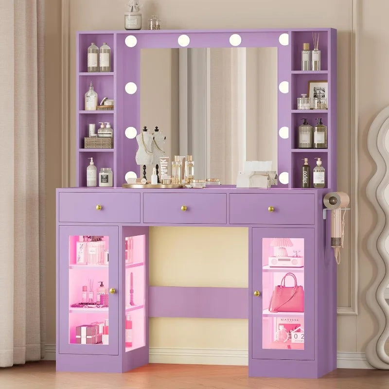 Makeup Vanity Desk with Mirror and Lights