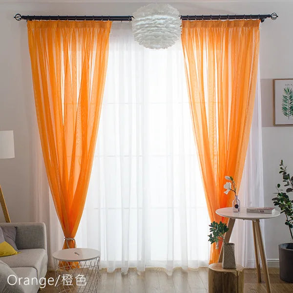 Solid Color Voile Sheer Tulle Curtains