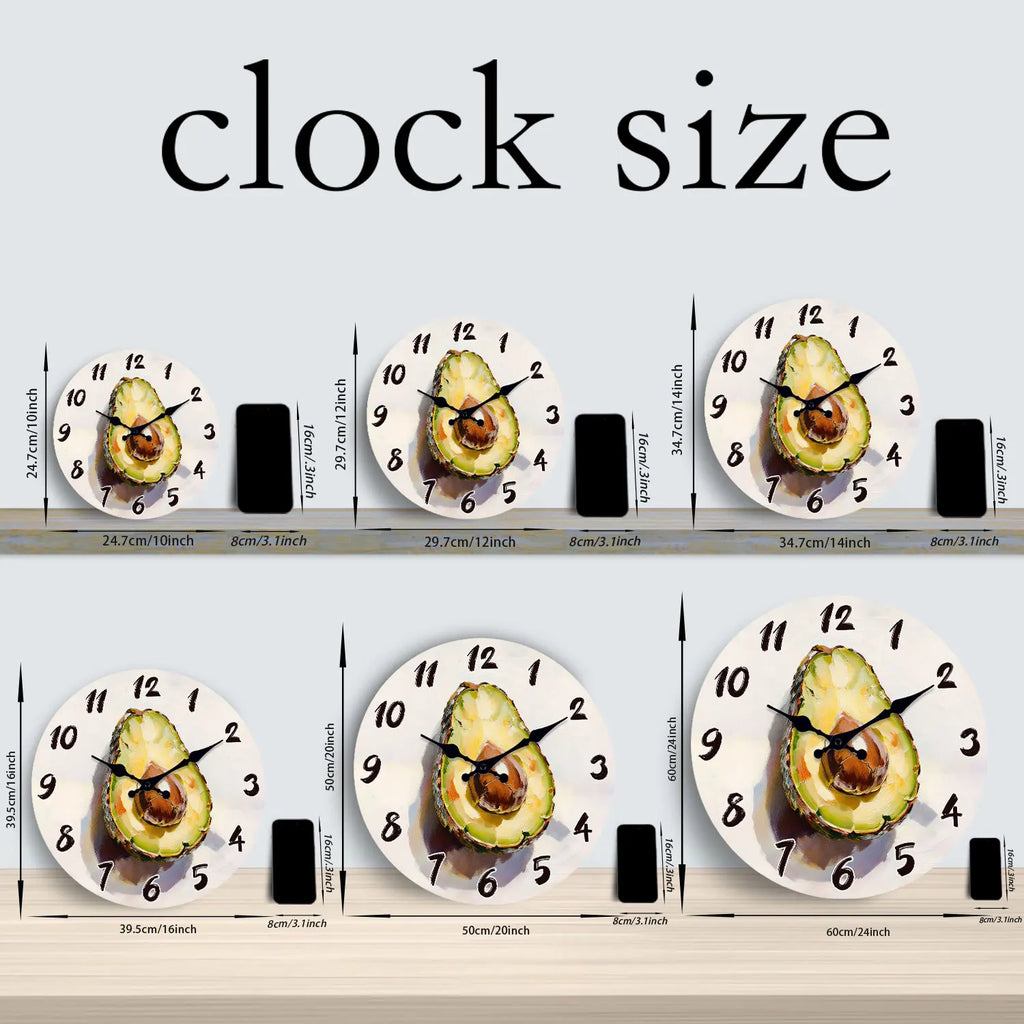 Avocado Pattern Wooden Wall Clock