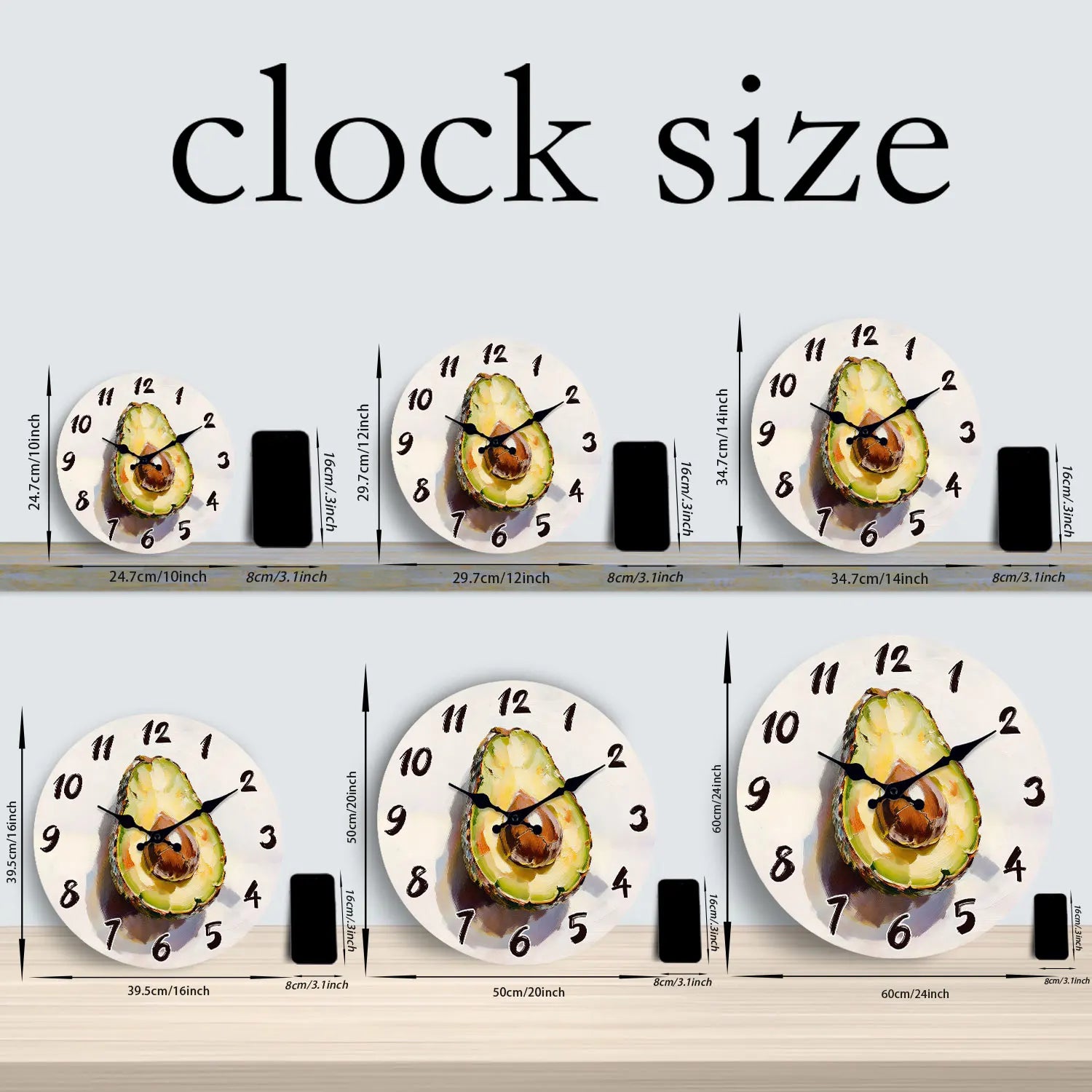 Avocado Pattern Wooden Wall Clock