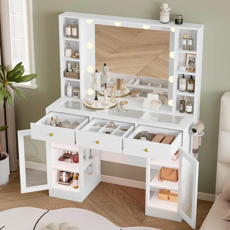 Makeup Vanity Desk with Mirror and Lights