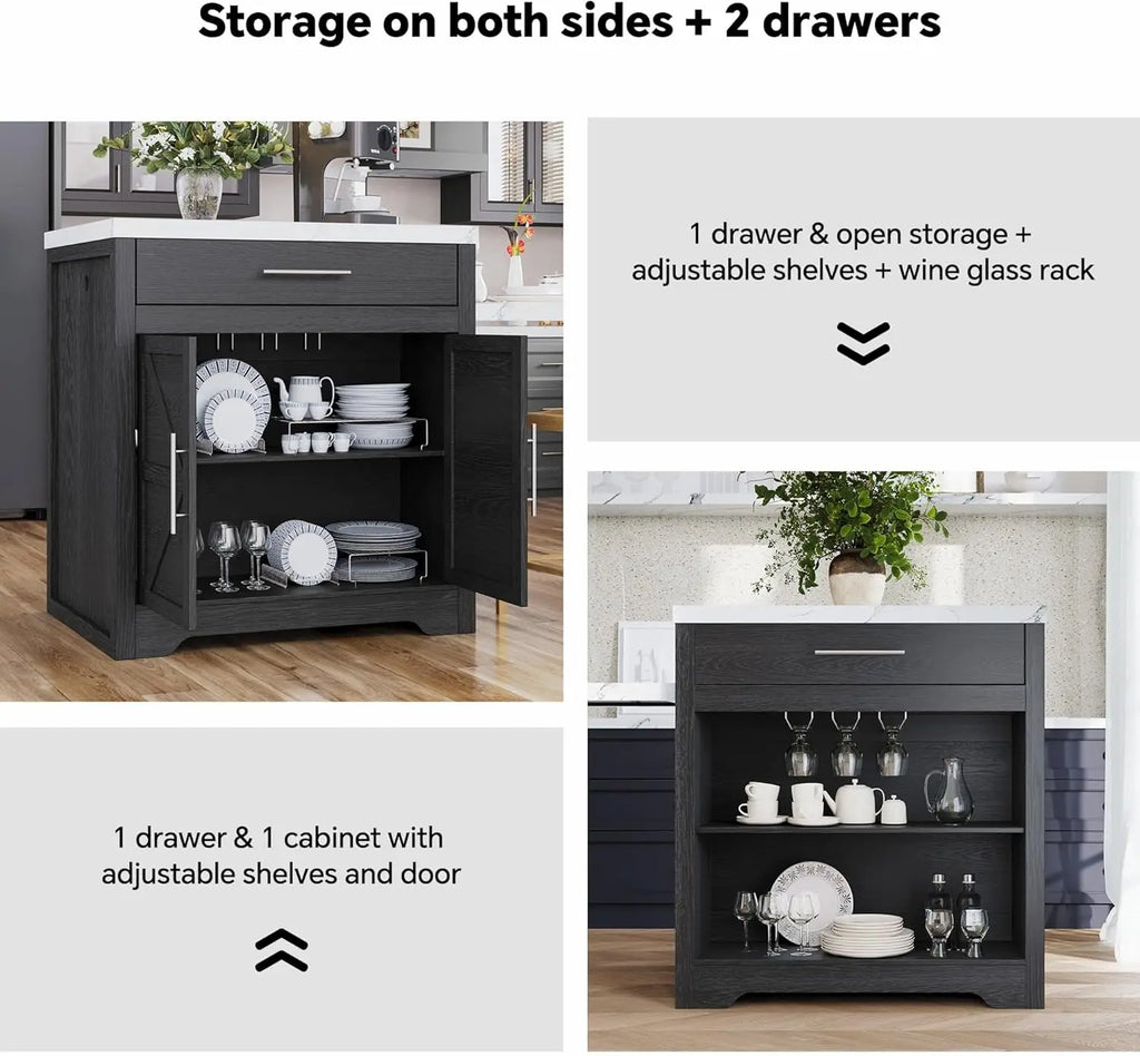 Kitchen Island with Extendable Dining Table for 4-6