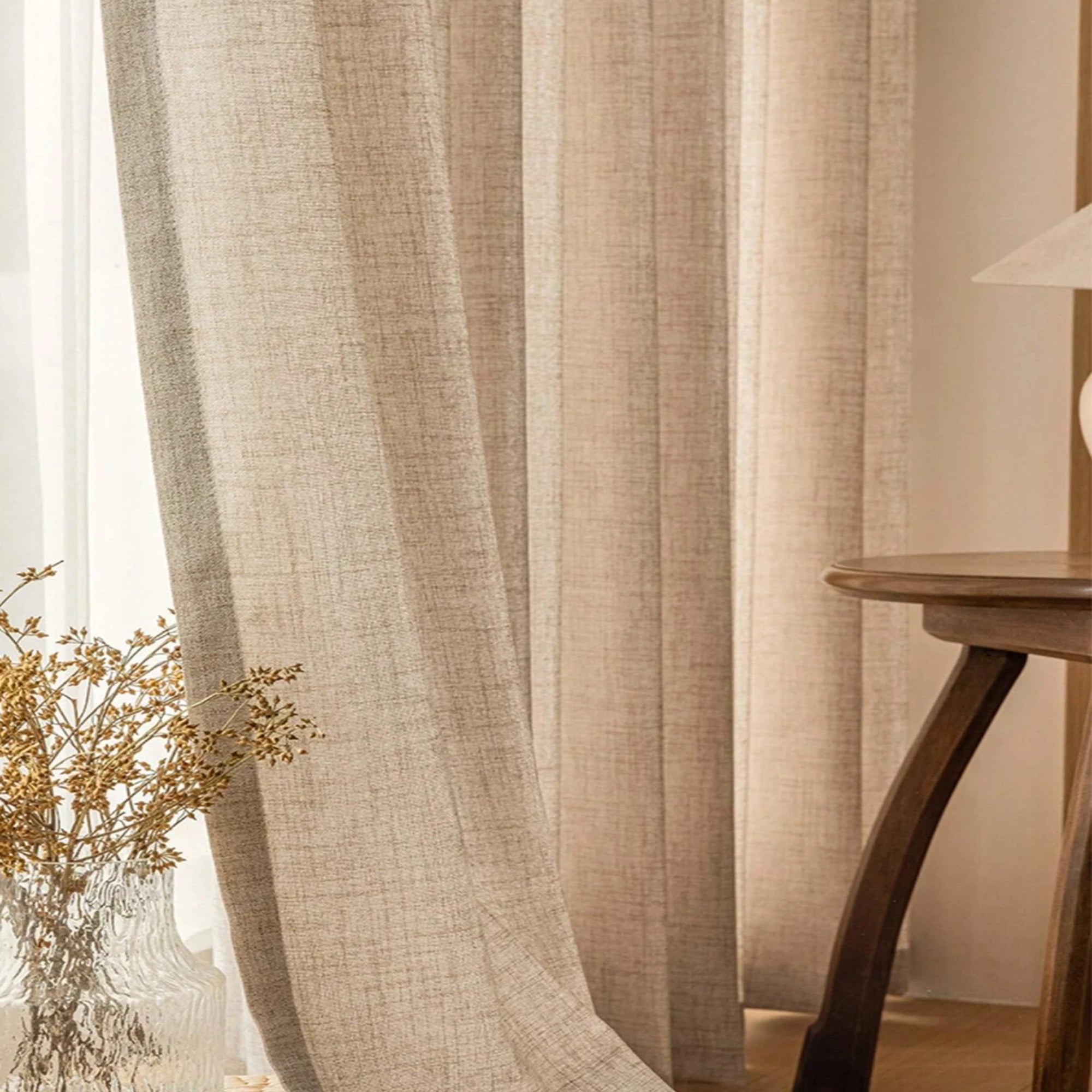 1pc Japanese Style Linen Curtain ,Light Filtering