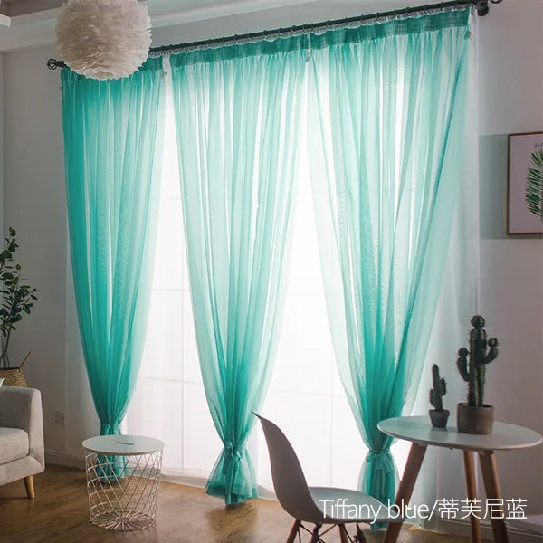 Solid Color Voile Sheer Tulle Curtains