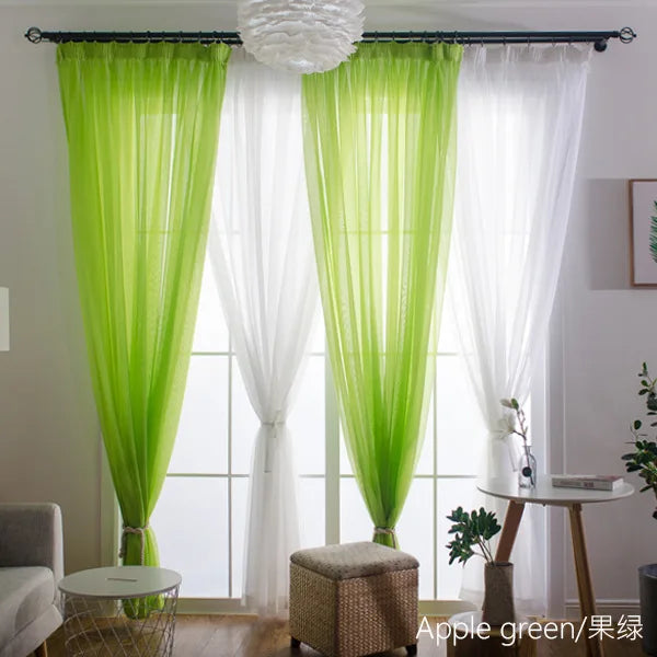 Solid Color Voile Sheer Tulle Curtains