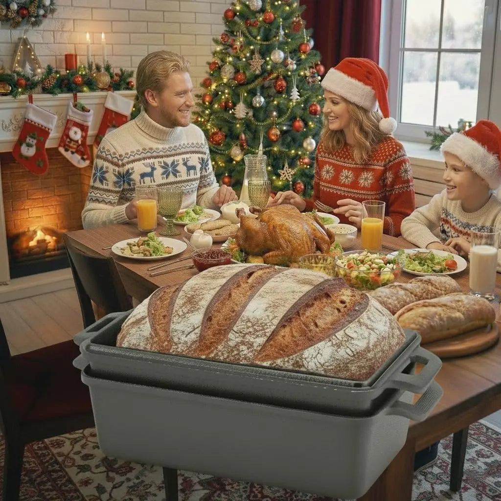 9x5 Inch Cast Iron Loaf Pan with Lid 2-Piece Set