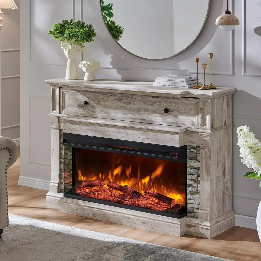 Electric Fireplace with Mantel TV Stand Heater