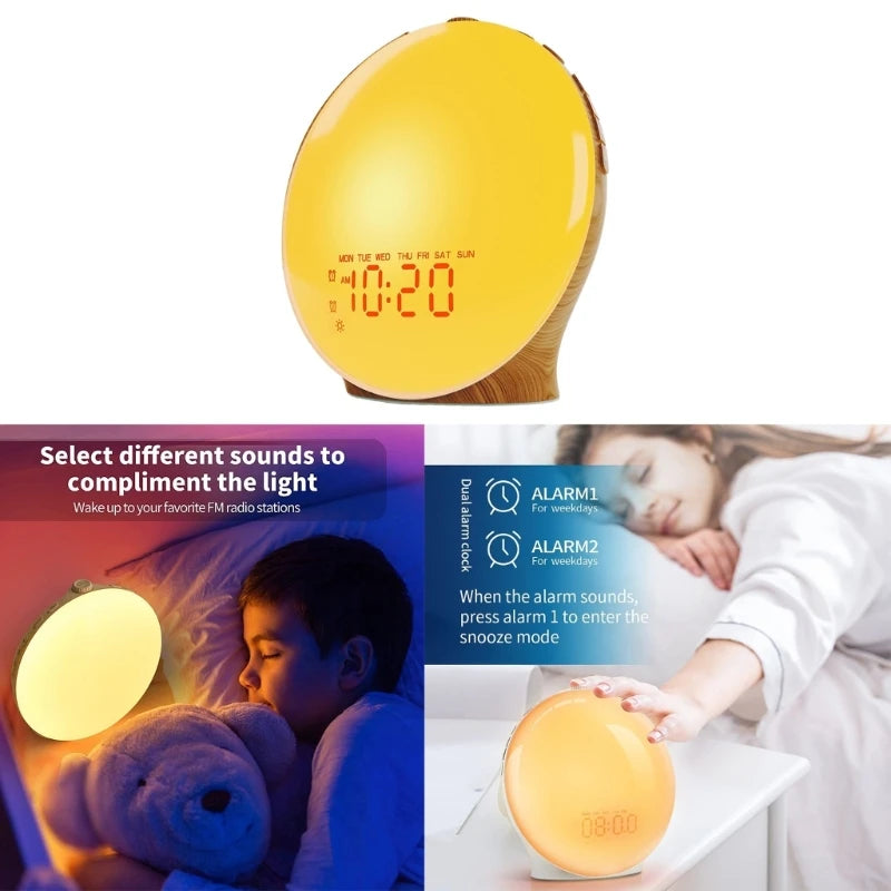Wake Up Light with Wood Grain Alarm Clock