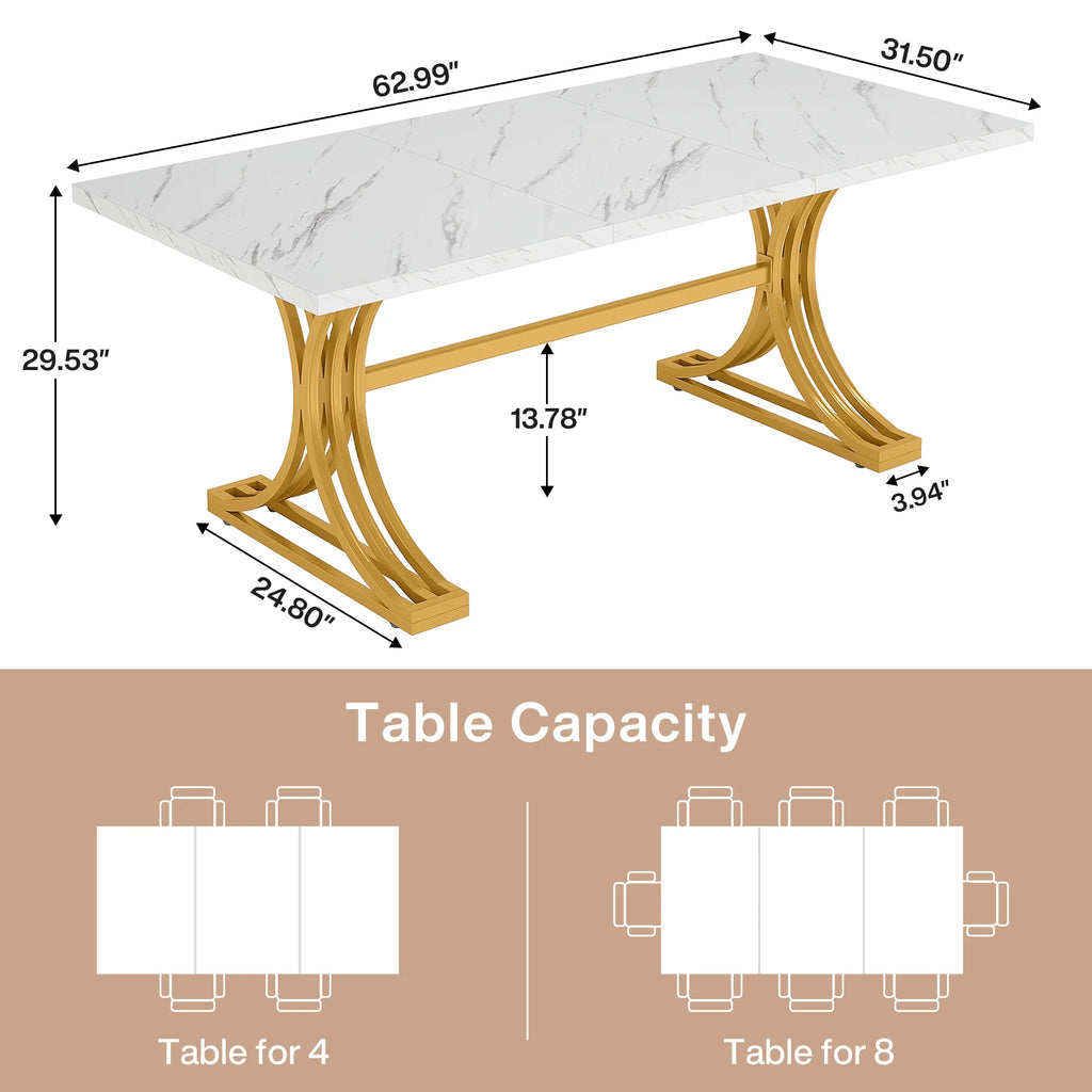 Dining Table with Faux Marble Table Top