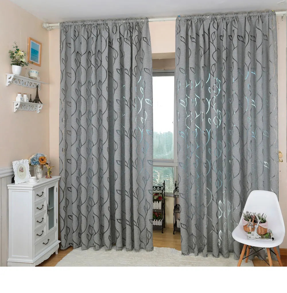 Grey Jacquard Curtains 1PC
