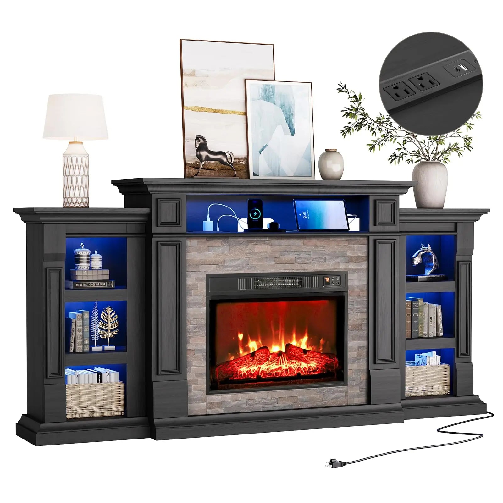 Electric Fireplace with Mantel