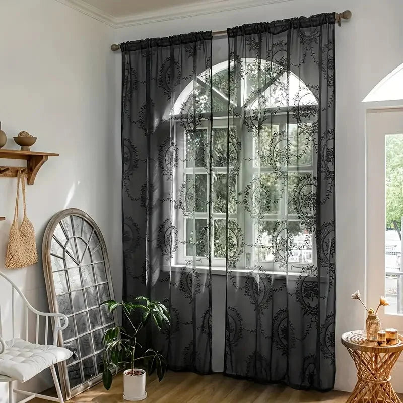 Classic Embroidered Woven Lace Window Sheer