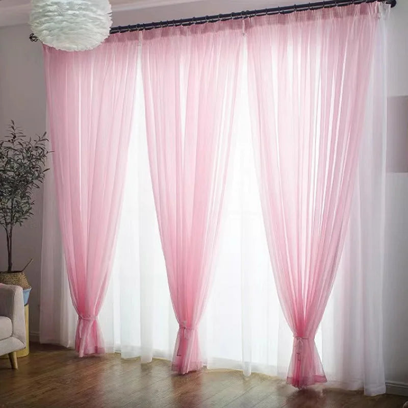 Solid Color Voile Sheer Tulle Curtains