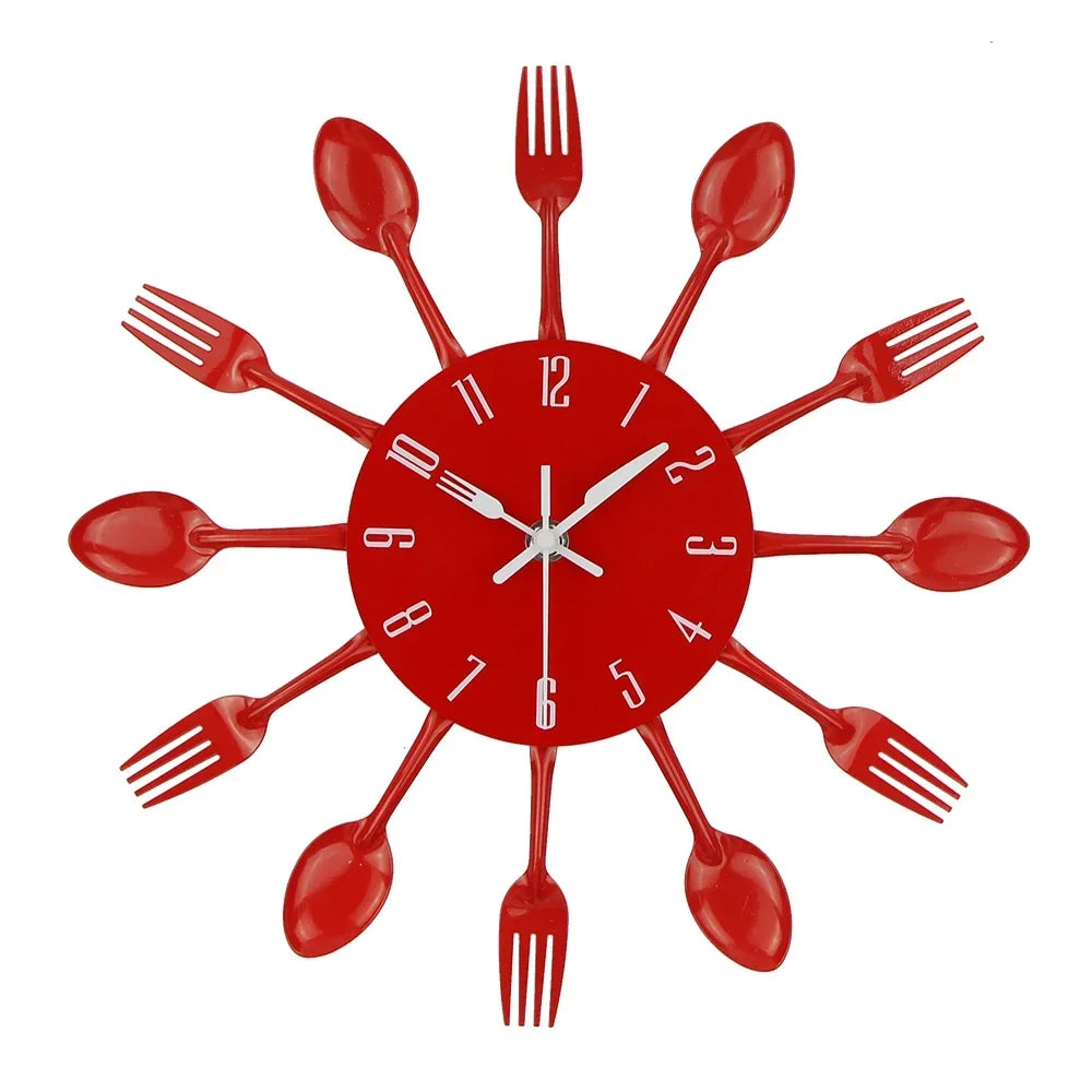 Kitchen Wall Clock Spoon Fork