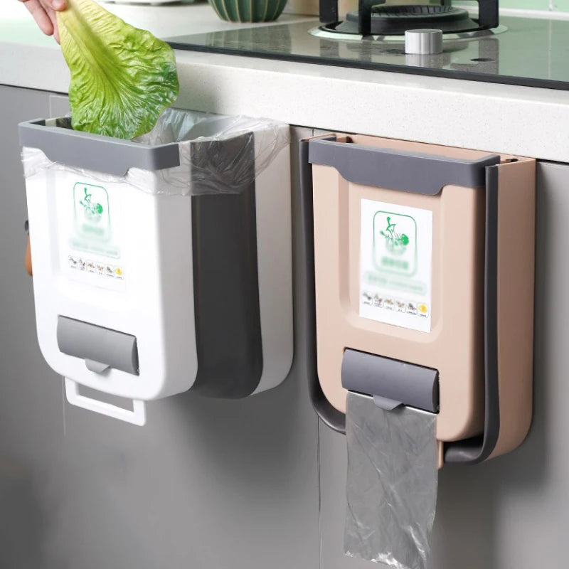 Kitchen Folding Trash Can Cabinet Door Mounted