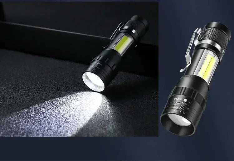 Mini Portable Flashlight Zoomable Rechargeable