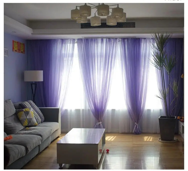 Solid Color Voile Sheer Tulle Curtains