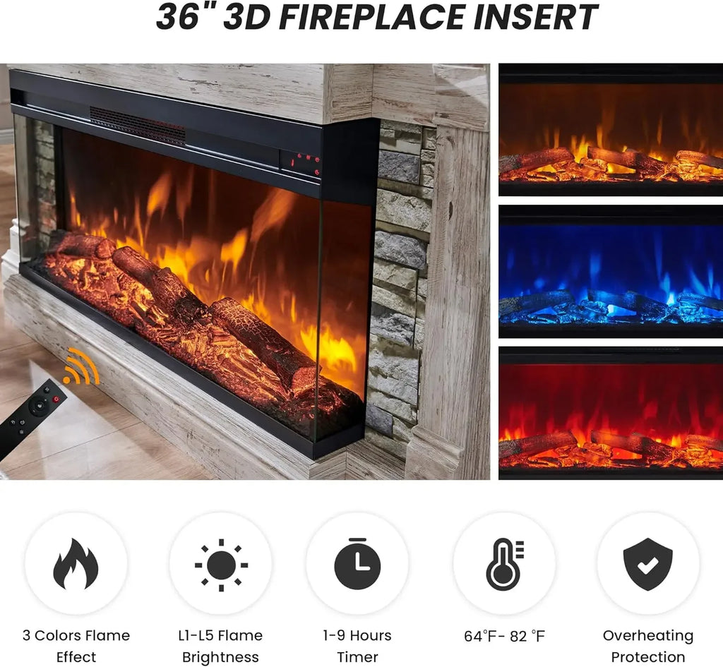 Electric Fireplace with Mantel TV Stand Heater