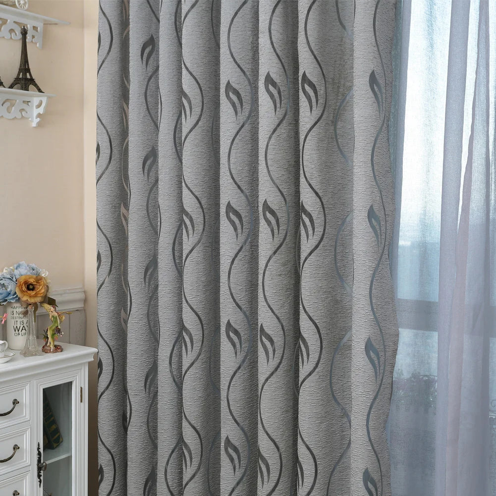 Grey Jacquard Curtains 1PC
