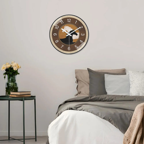 1 Brown Wall Clock, 8-12inch Round Silent