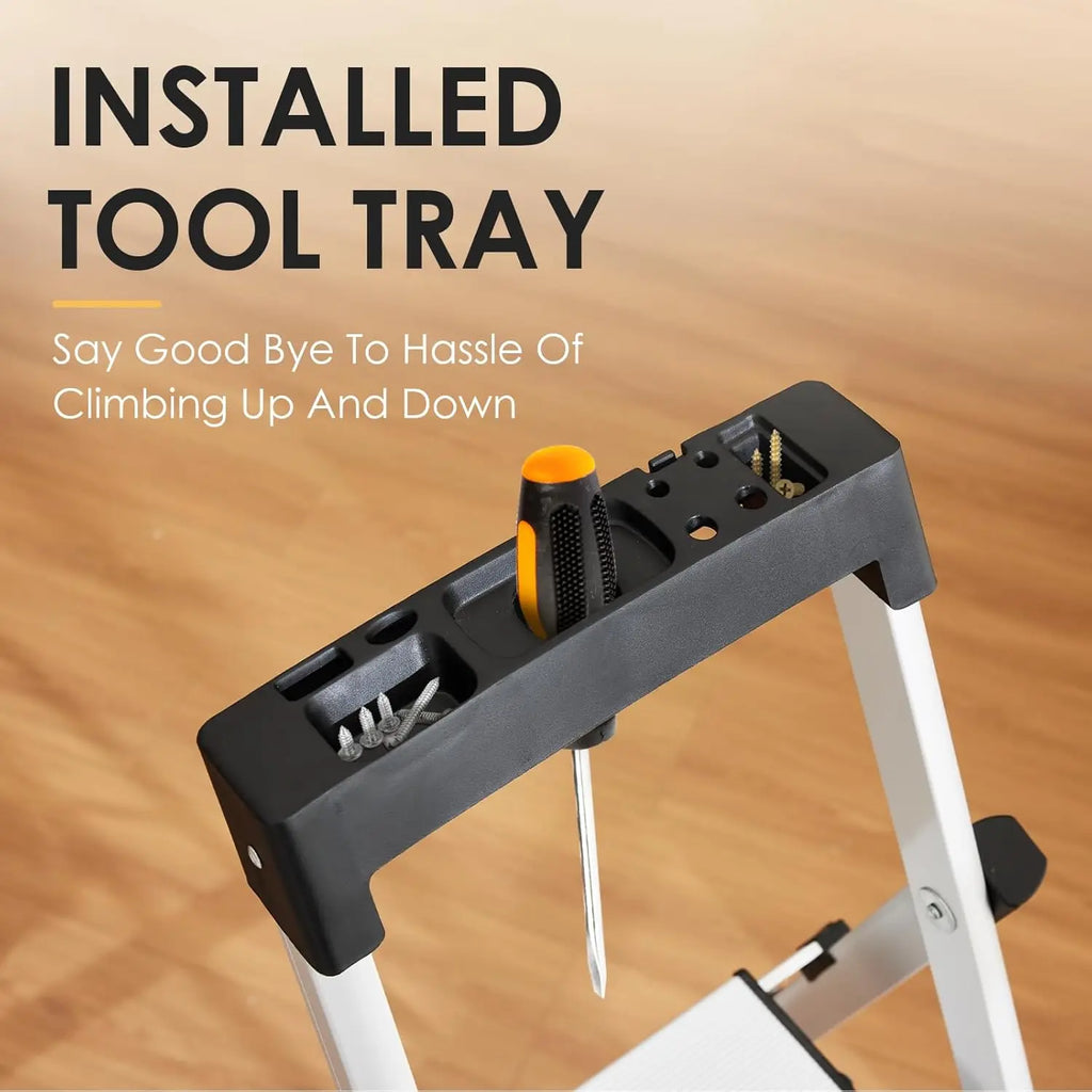 4 Step Ladder Aluminum Ladder with Tool Tray