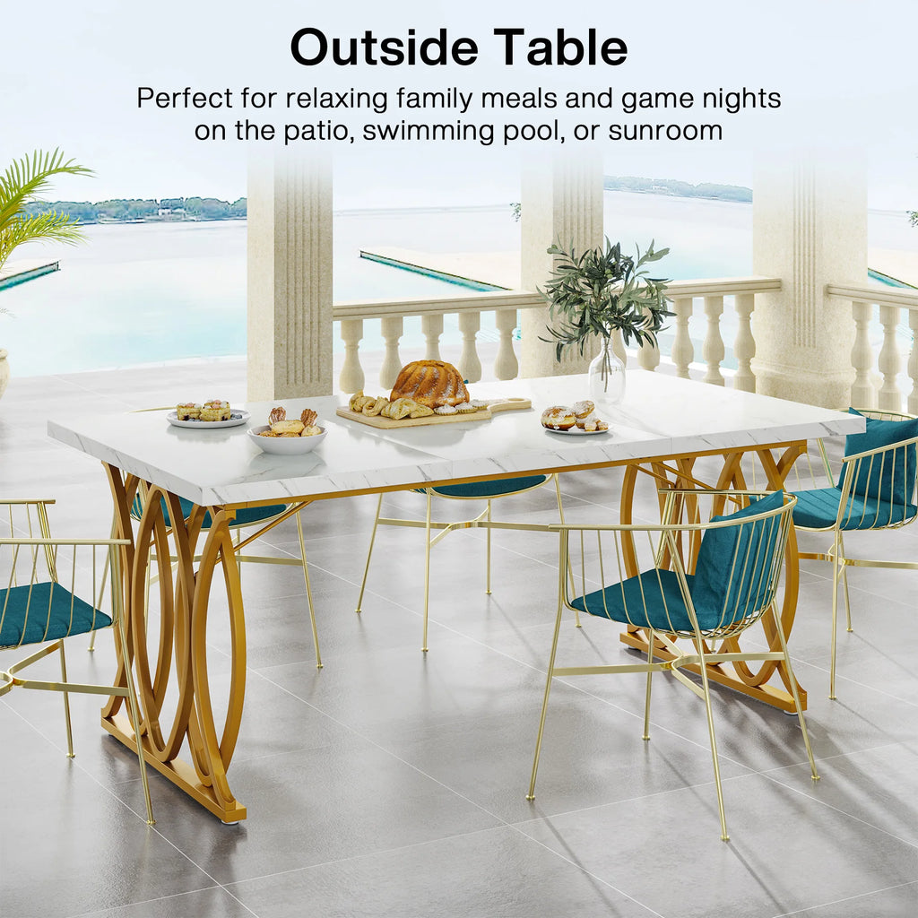 Dining Table with Faux Marble Table Top