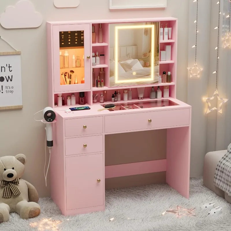 Makeup Vanity Desk with Mirror and Lights