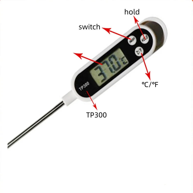 Stainless steel probe digital kitchen thermometer