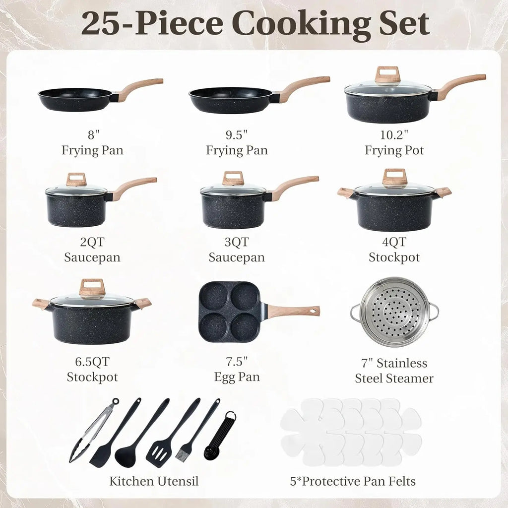 25-Piece Nonstick Cookware Set Induction