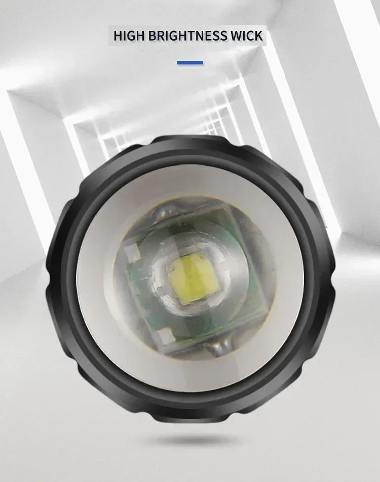 Mini Portable Flashlight Zoomable Rechargeable