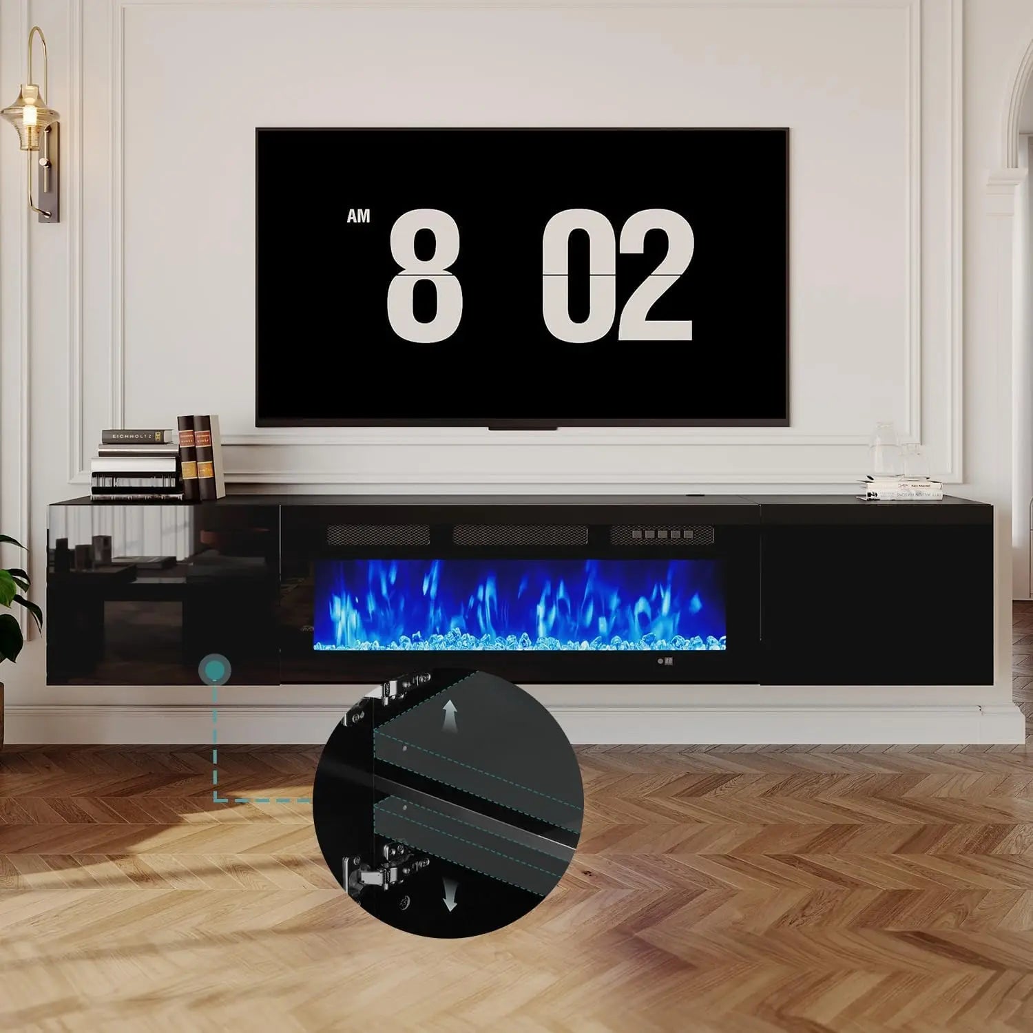 70'' Floating TV  Electric Fireplace