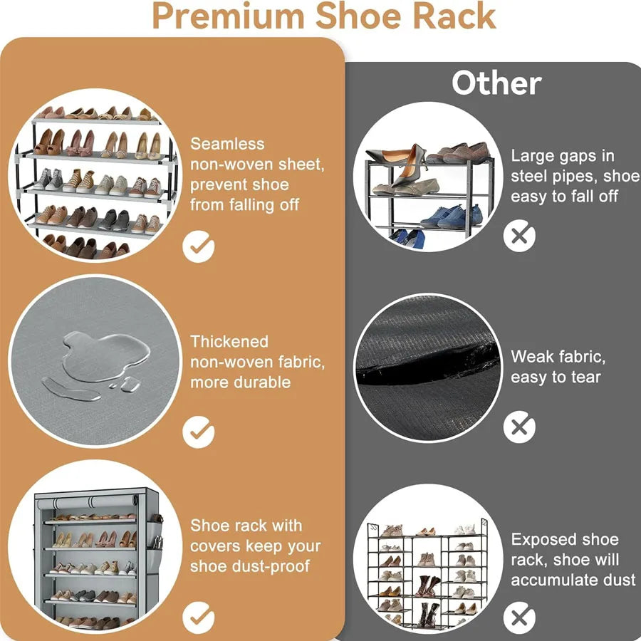 Black Multi-Functional 5/8/10-Tier Shoe Organizer - Storage