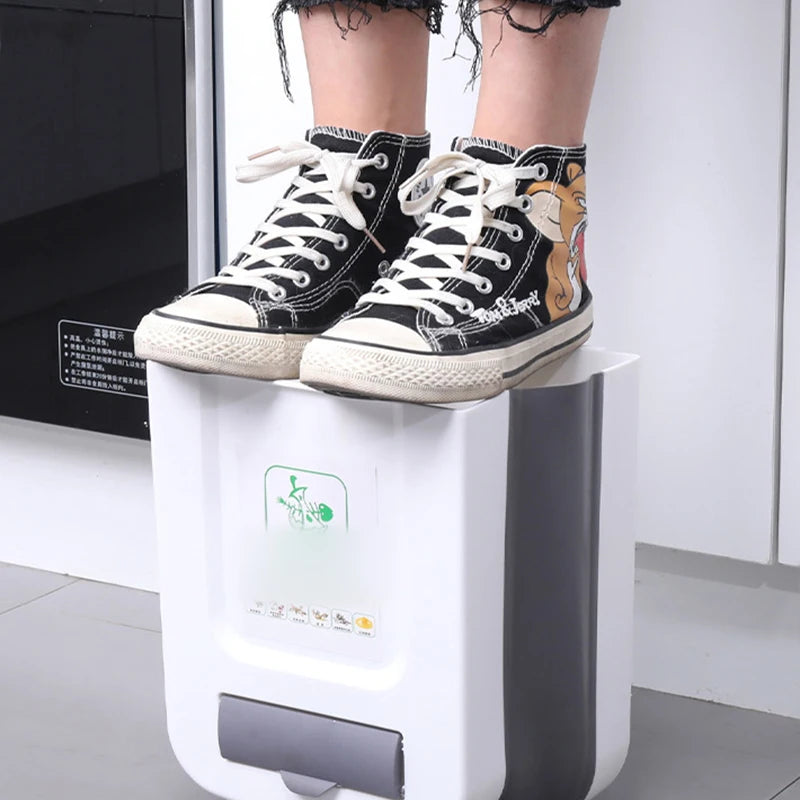 Kitchen Folding Trash Can Cabinet Door Mounted