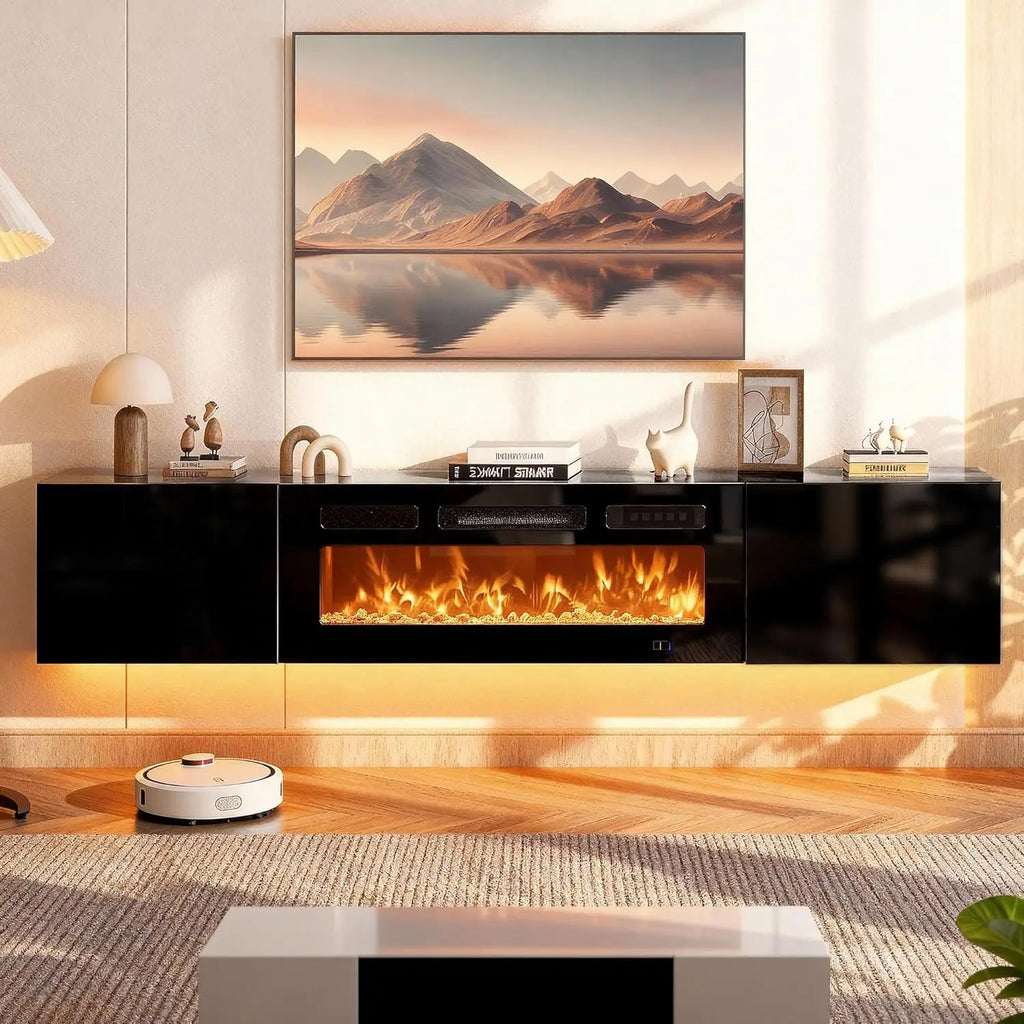 70'' Floating TV  Electric Fireplace