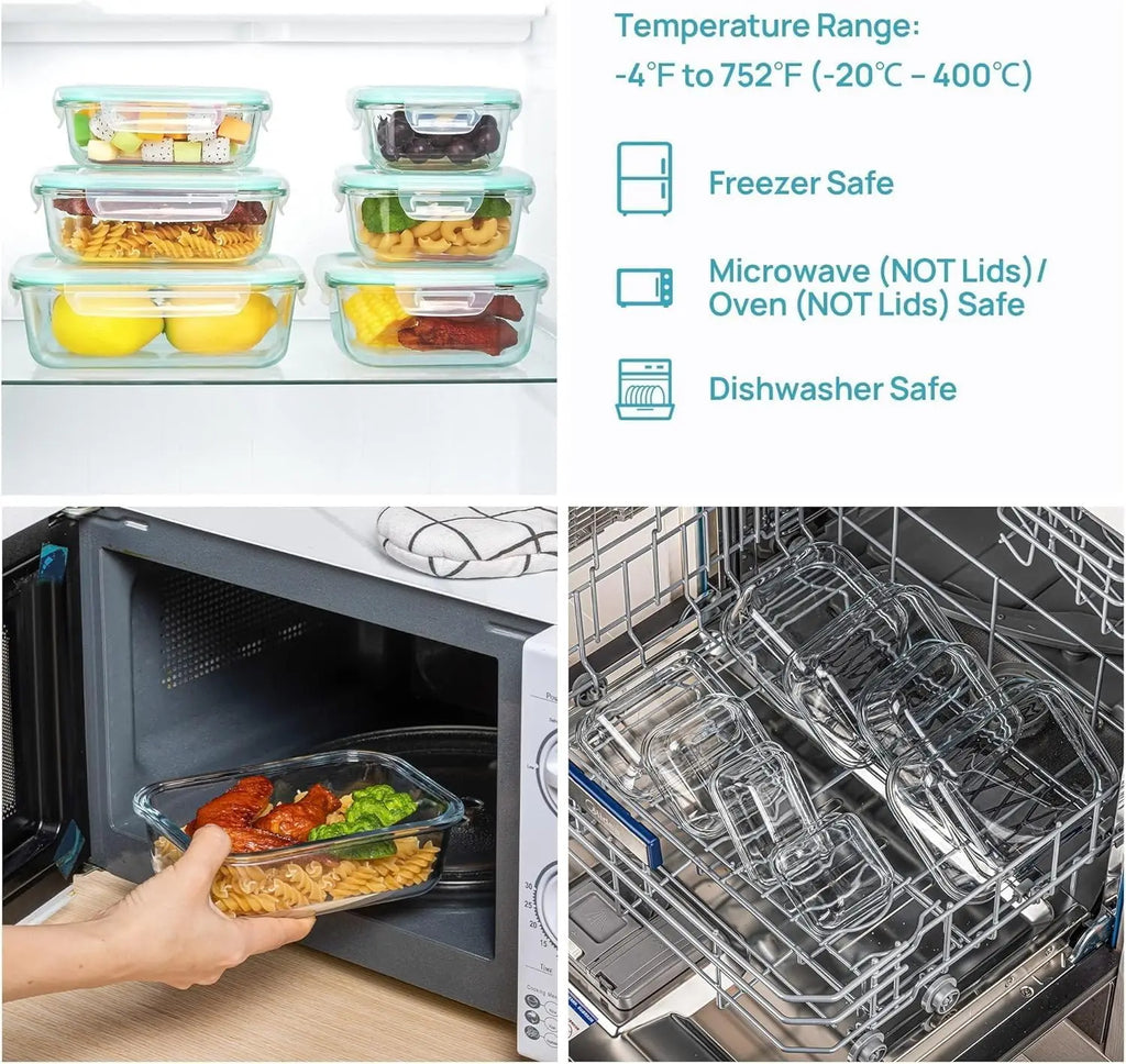 8-Pack Glass Food Storage Containers