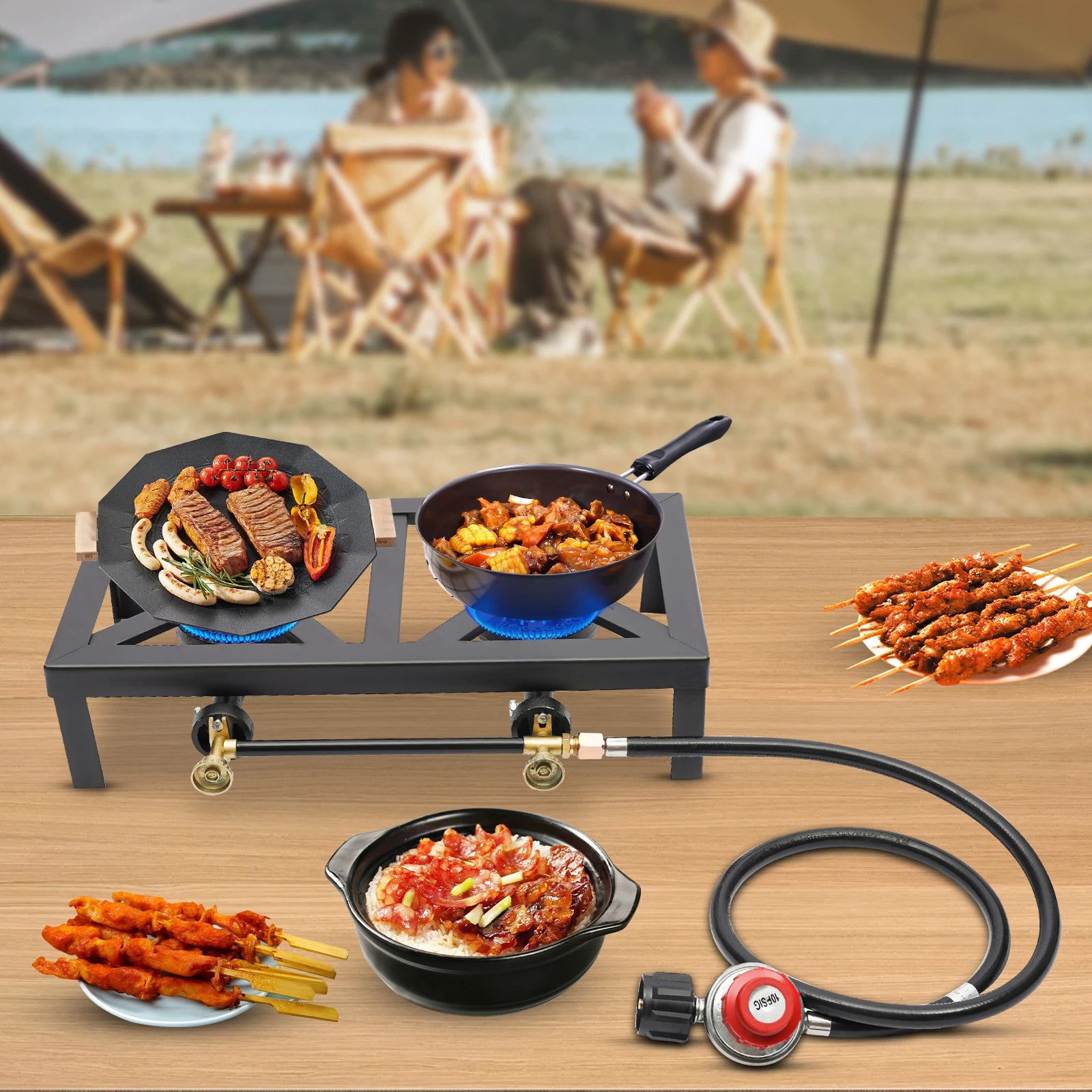 Portable Double Burner Outdoor Gas Stove