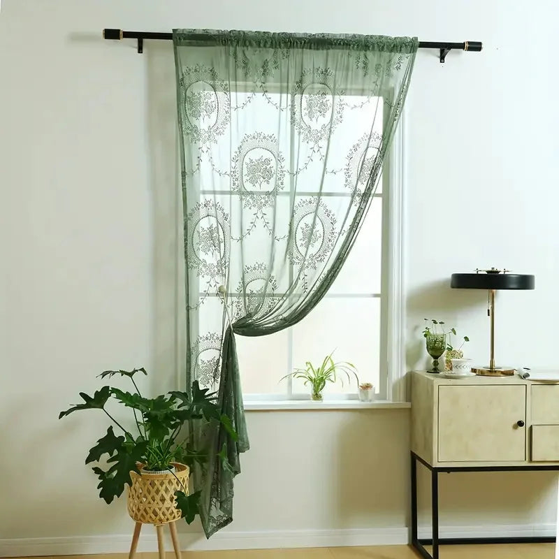 Classic Embroidered Woven Lace Window Sheer
