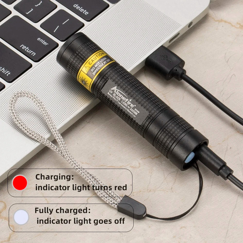 Mini UV Led Blacklight Flashlight Rechargeable, Pet Stain Leakage Marker