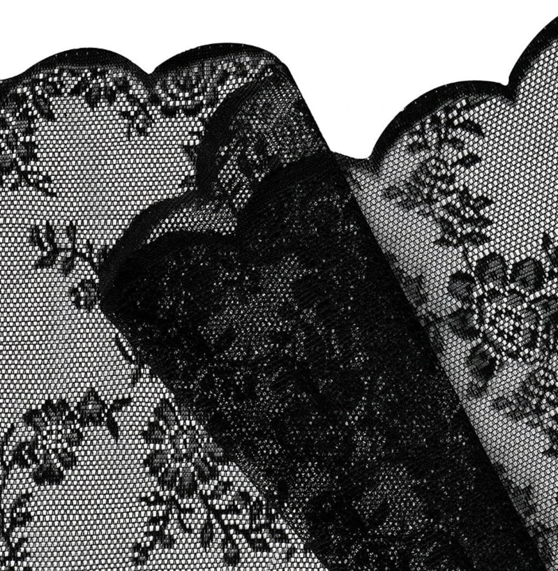 1pc Black Lace Floral Curtain