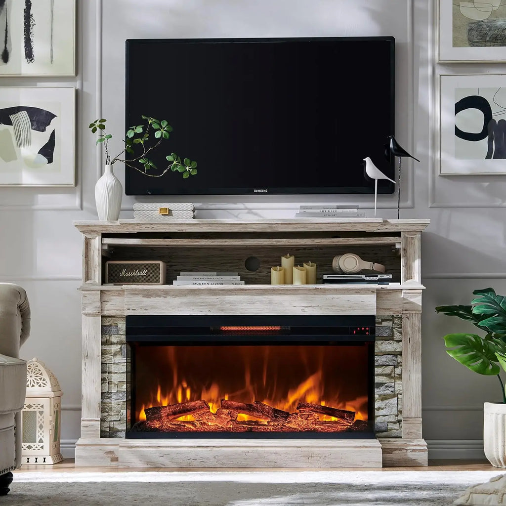 Electric Fireplace with Mantel TV Stand Heater