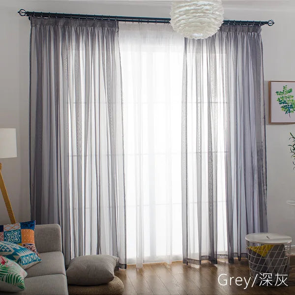Solid Color Voile Sheer Tulle Curtains