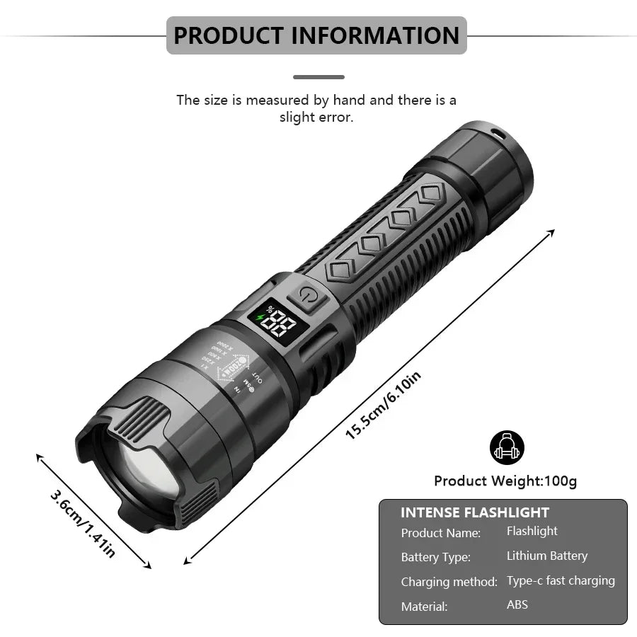 Flashlight Rechargeable Tactical Zoom