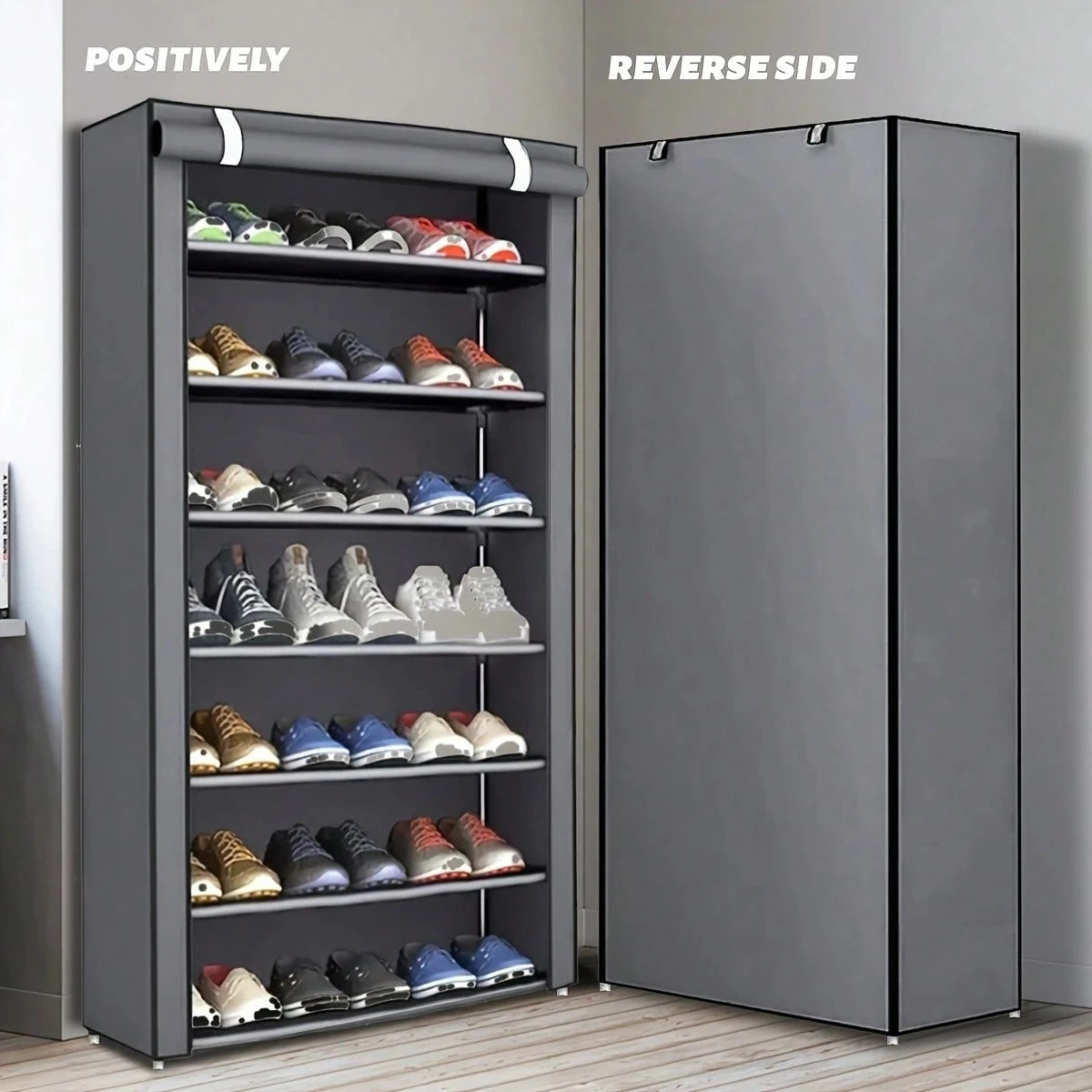 Black Multi-Functional 5/8/10-Tier Shoe Organizer - Storage