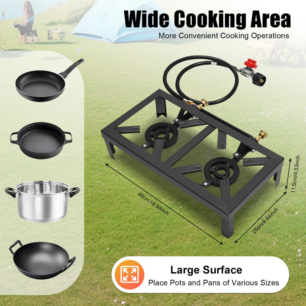 Portable Double Burner Outdoor Gas Stove