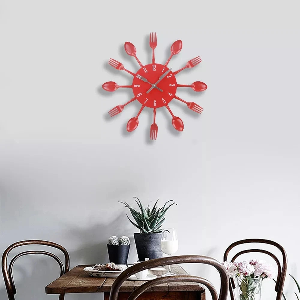Kitchen Wall Clock Spoon Fork