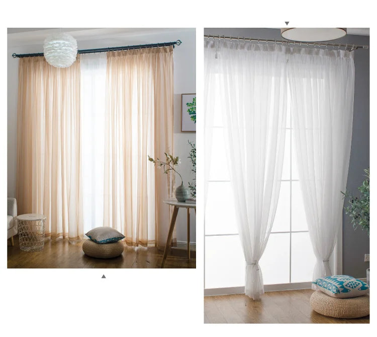 Solid Color Voile Sheer Tulle Curtains