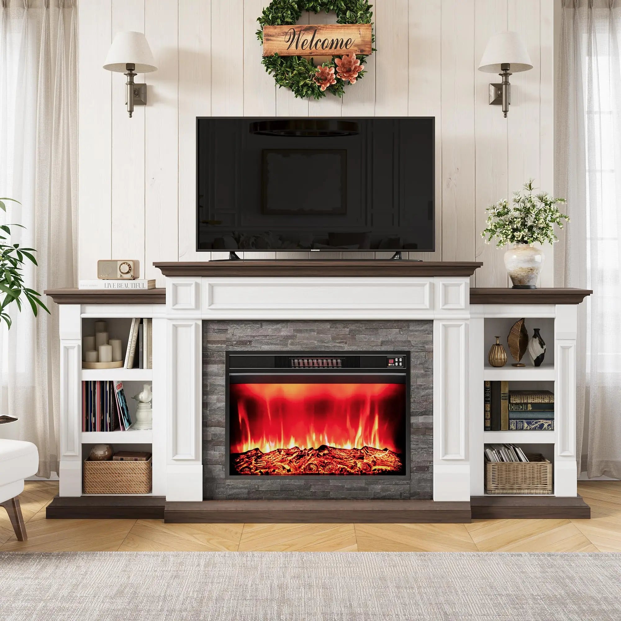 Electric Fireplace with Mantel